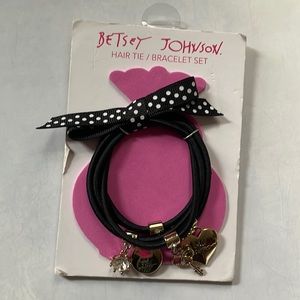 New Betsey Johnson hair tie bracelet set black accessories stocking stuffer